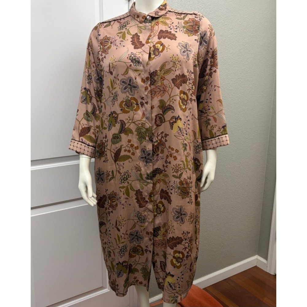 Marina Rinaldi Sport Shirt Dress Women 20W Floral Button Midi Pockets Excellent